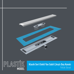 Klasik Seri Etekli Q50 Yan Sabit Çıkışlı Plastik Duş Kanalı