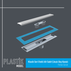 Klasik Seri Etekli Q50 Alt Sabit Çıkışlı Plastik Duş Kanalı